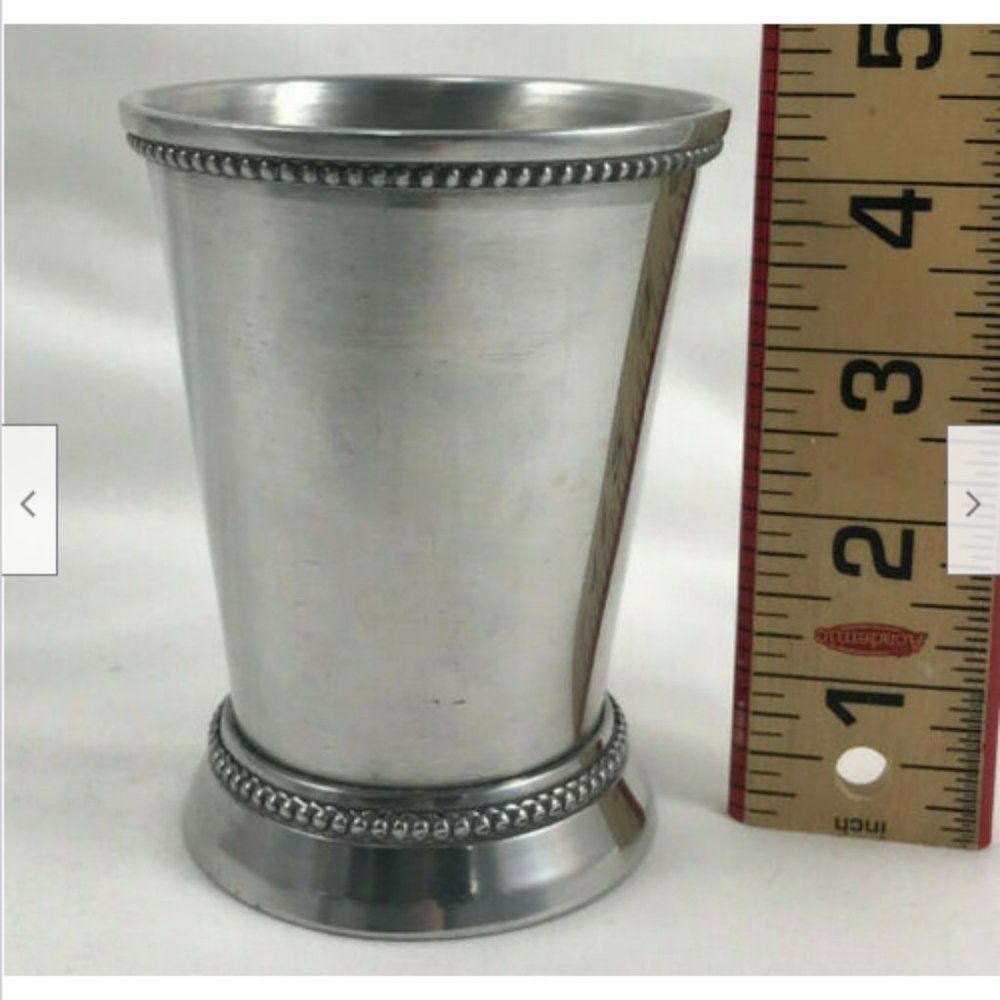8 oz Metal Bar ware Mint Julep Metal Cup Beaded 4.5" tall - Picture 4 of 6